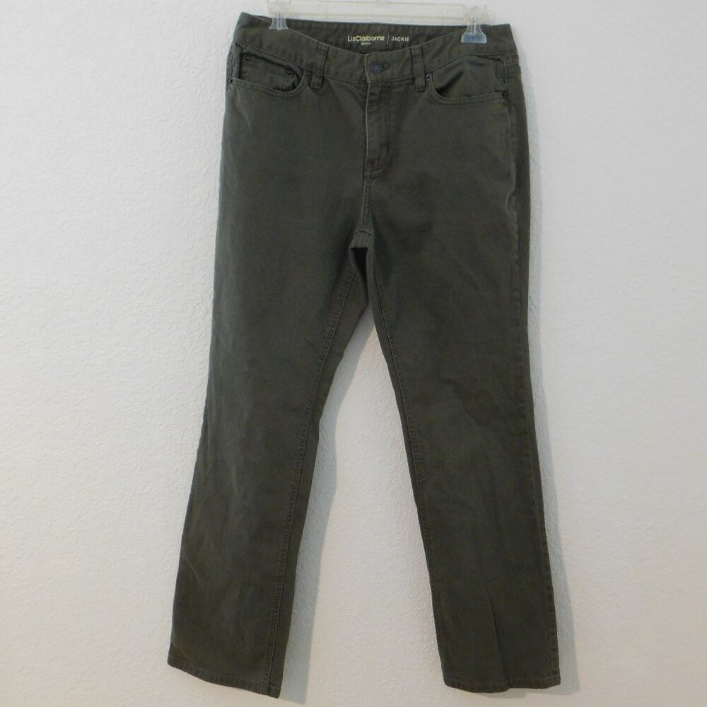 Liz Claiborne Jackie Denim Pants Olive Green Size 8  30x30